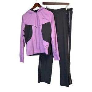 TG-42 Nike Size Medium Purple & Black Womens Athletic Tracksuit Windbreaker Set
